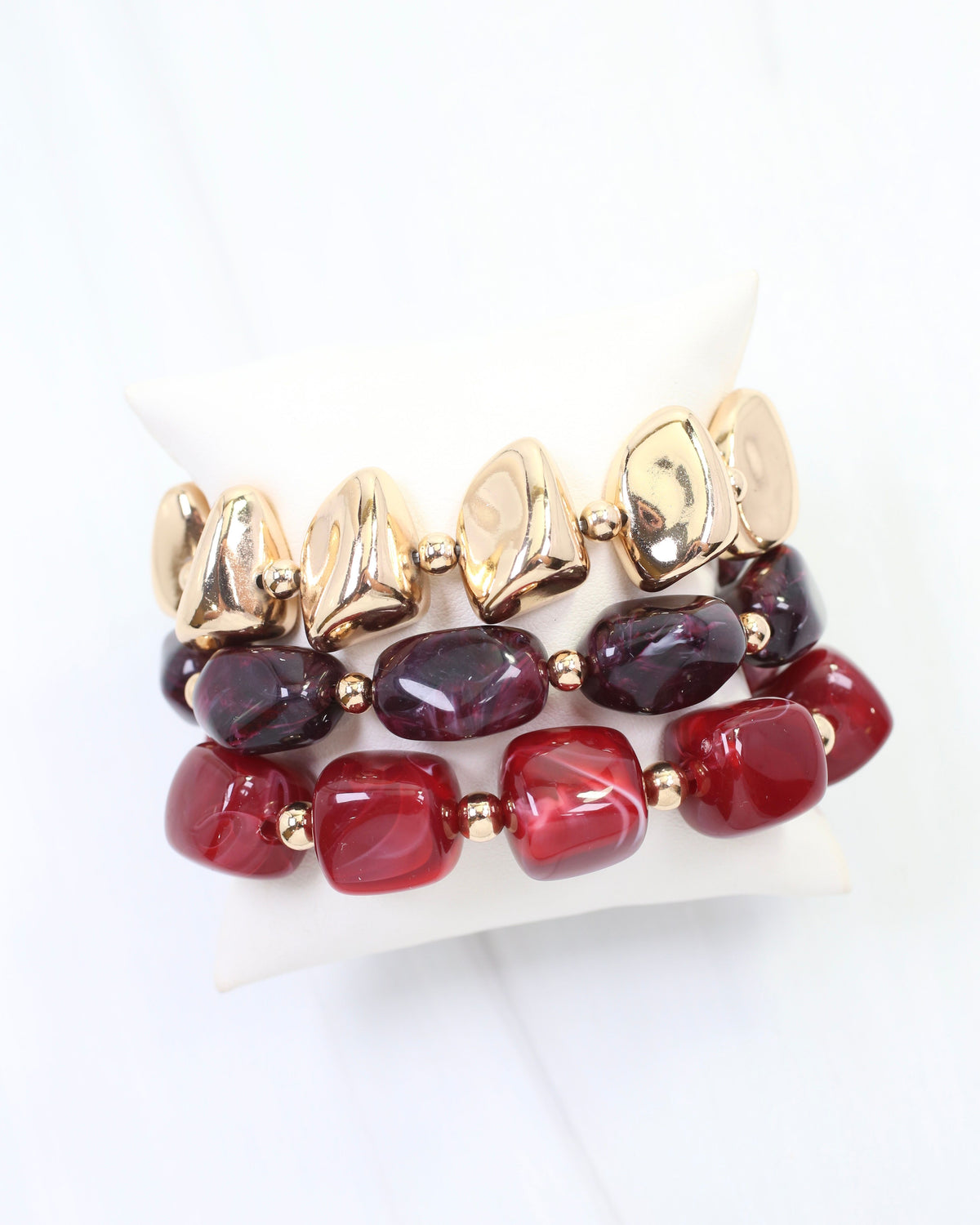Rayna Beaded Bracelet Set Burgundy