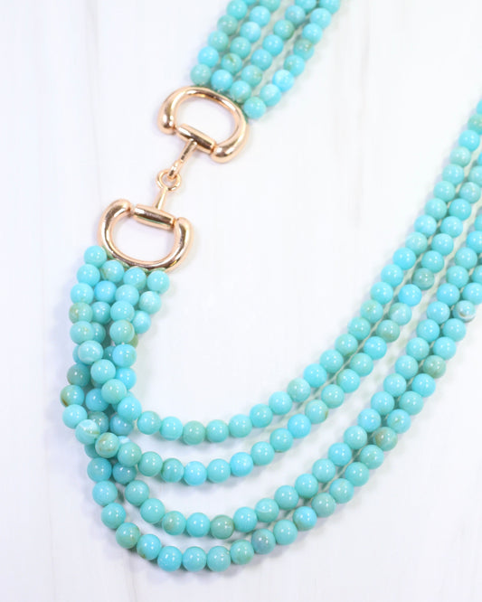 Braelyn Horsebit Beaded Layered Necklace Turquoise