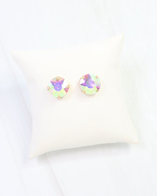 Andi Large Rhinestone Stud Earring Pink AB