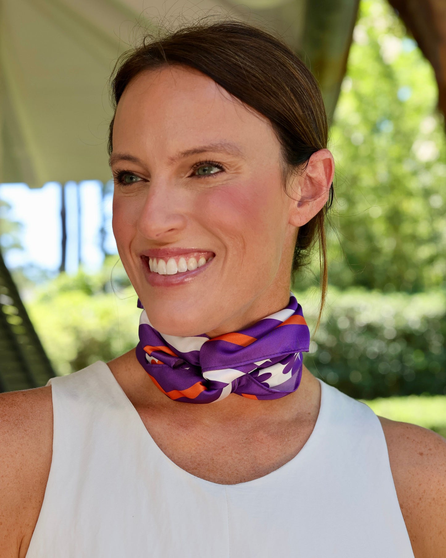 Lucy Floral Scarf Medium Purple Orange