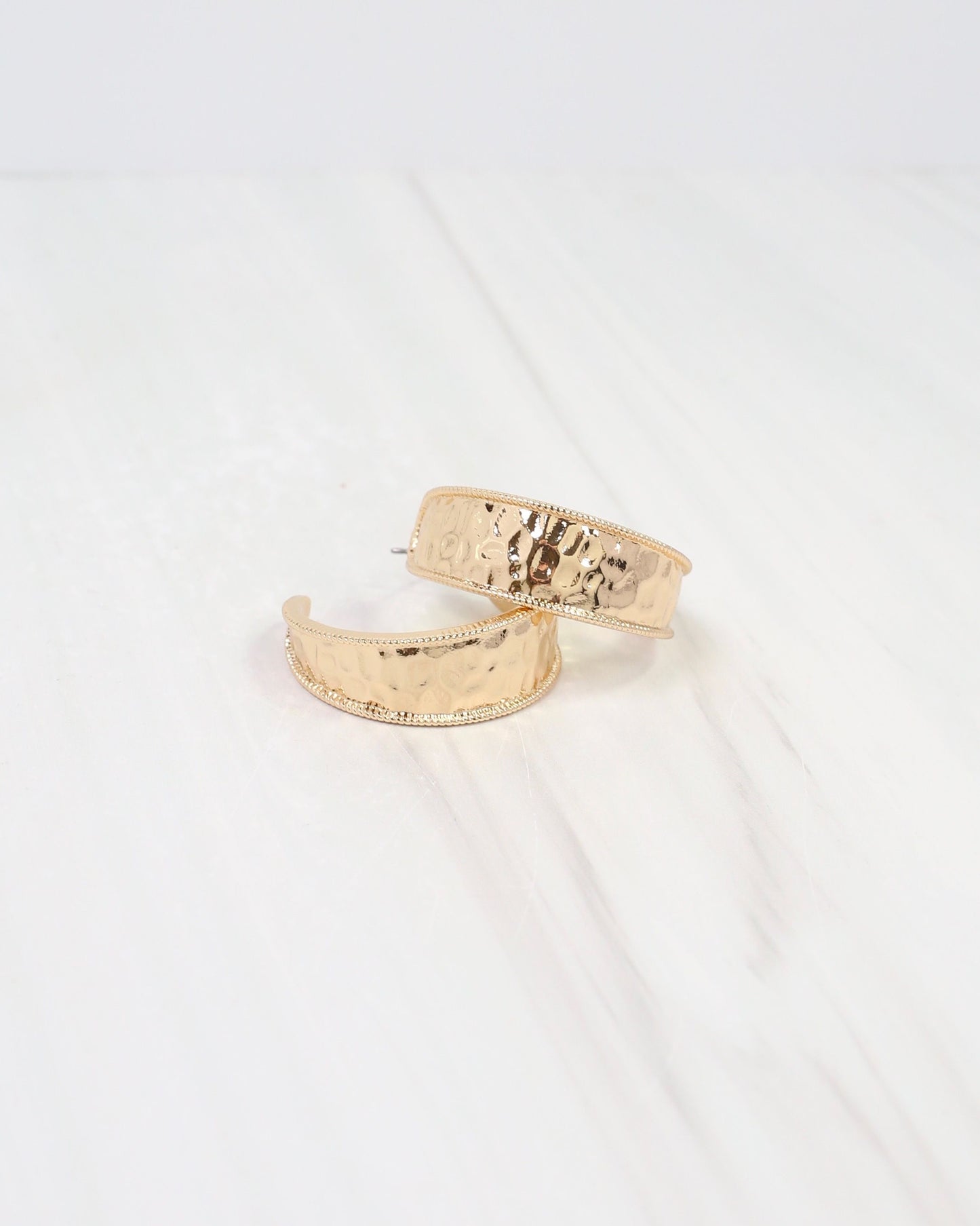 Duncan Hammered Hoop Earring Gold