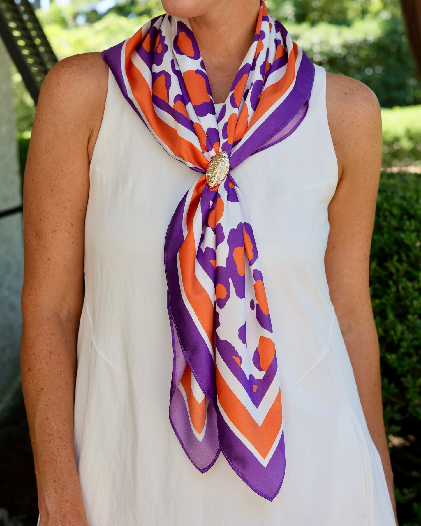 Meredith Spotted Scarf Large Purple Orange