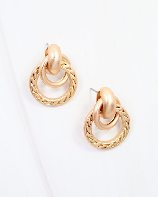 Coosa Twisted Double Loop Earring Matte Gold