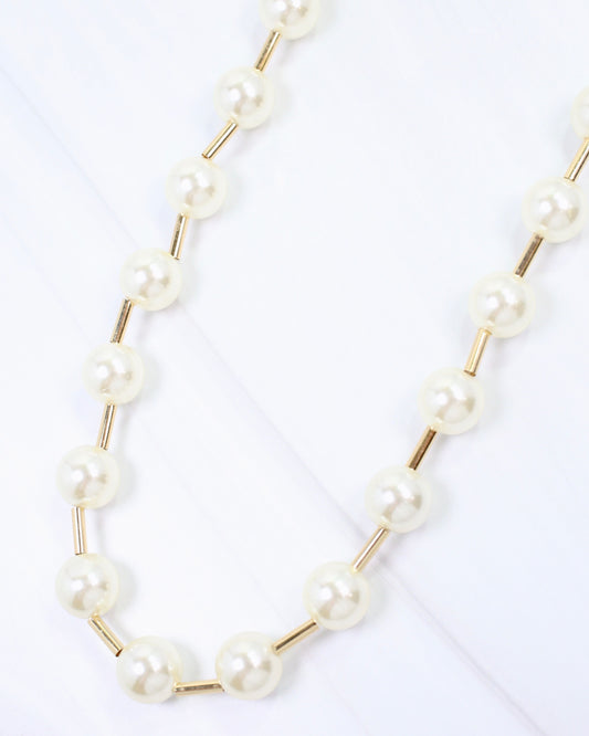 Forli Pearl Bar Necklace Cream