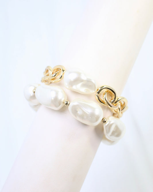 Rosey Pearl Bracelet Set Gold