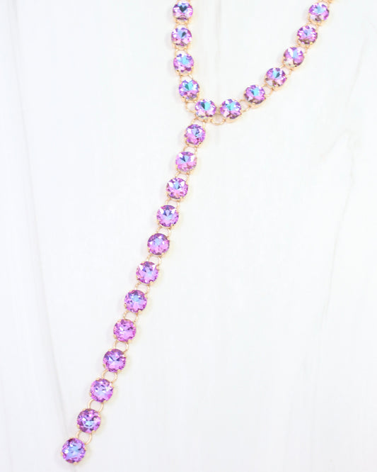 Andrea Rhinestone Y Necklace PURPLE AB