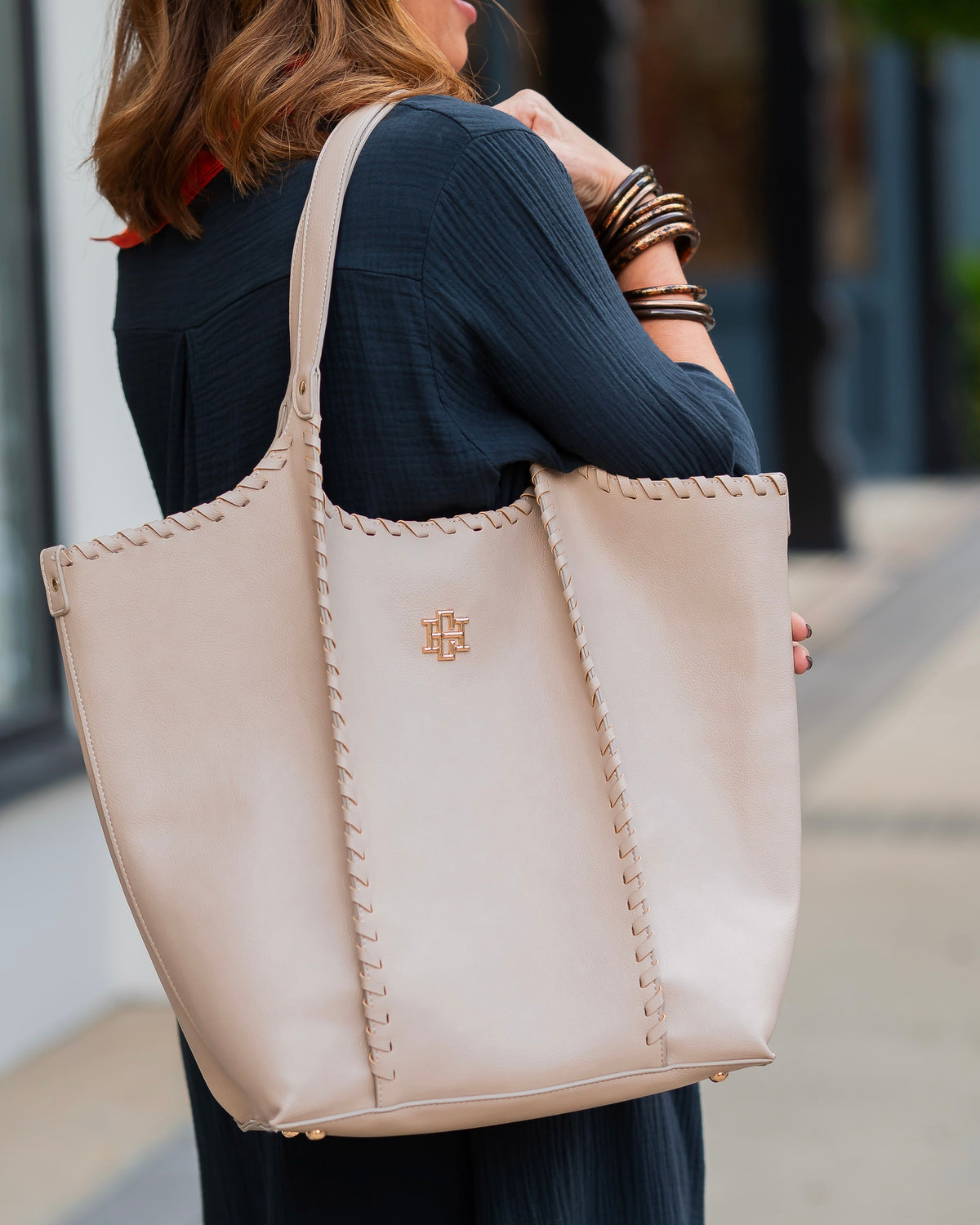 Emory Whipstitch Tote Stone