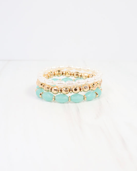 Athens Stretch Bracelet Set Aqua