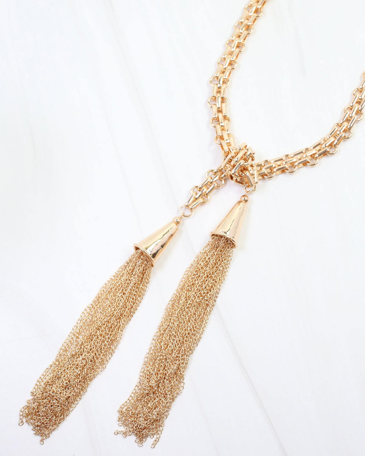 Marely Long Tassel Chain Necklace Gold
