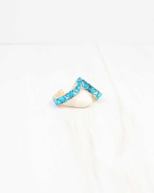 Rome Triangle Stone Hoop Earring Blue
