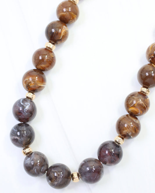 Talbot Beaded Necklace Dark Gray Tortoise
