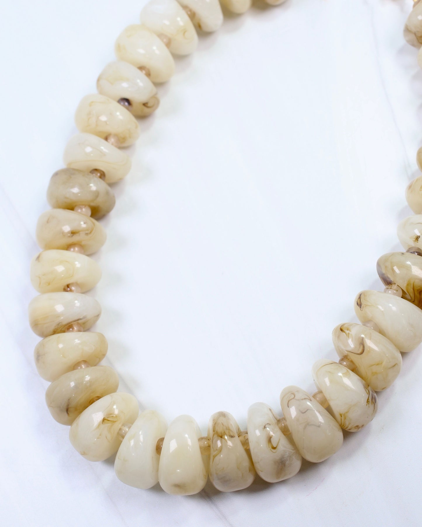 Mankato Chunky Marble Beaded Necklace Natural