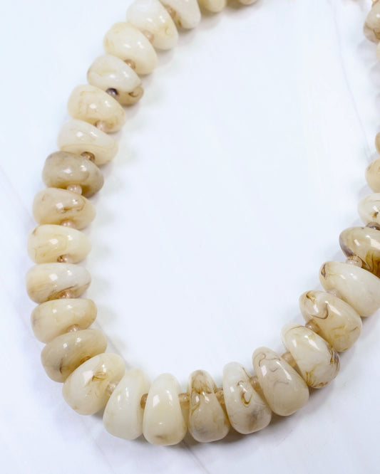 Mankato Chunky Marble Beaded Necklace Natural