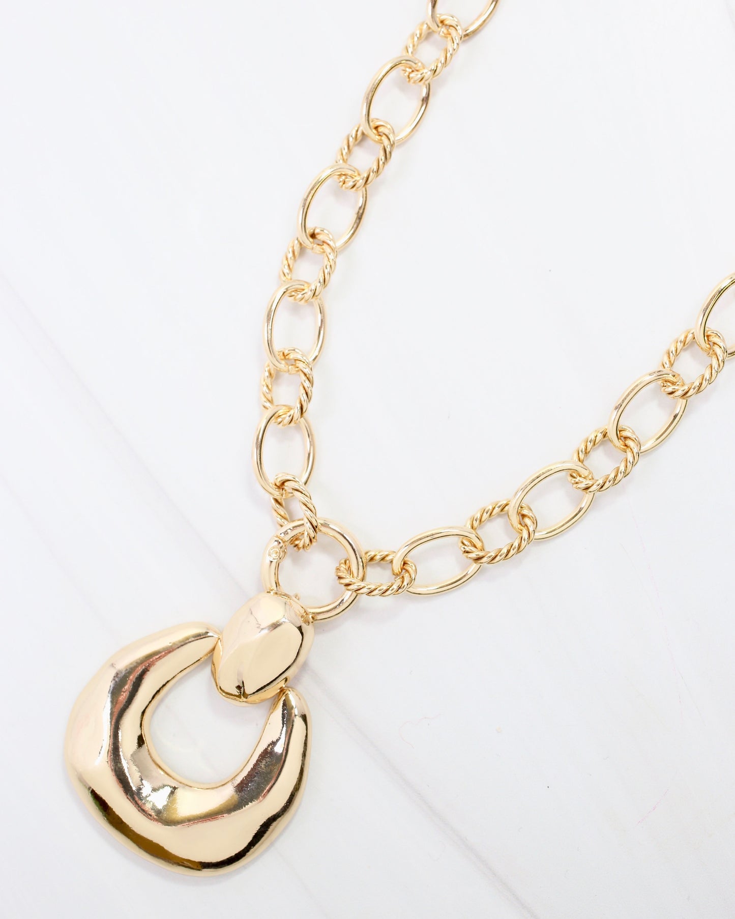 Galena Horseshoe Charm Necklace Gold