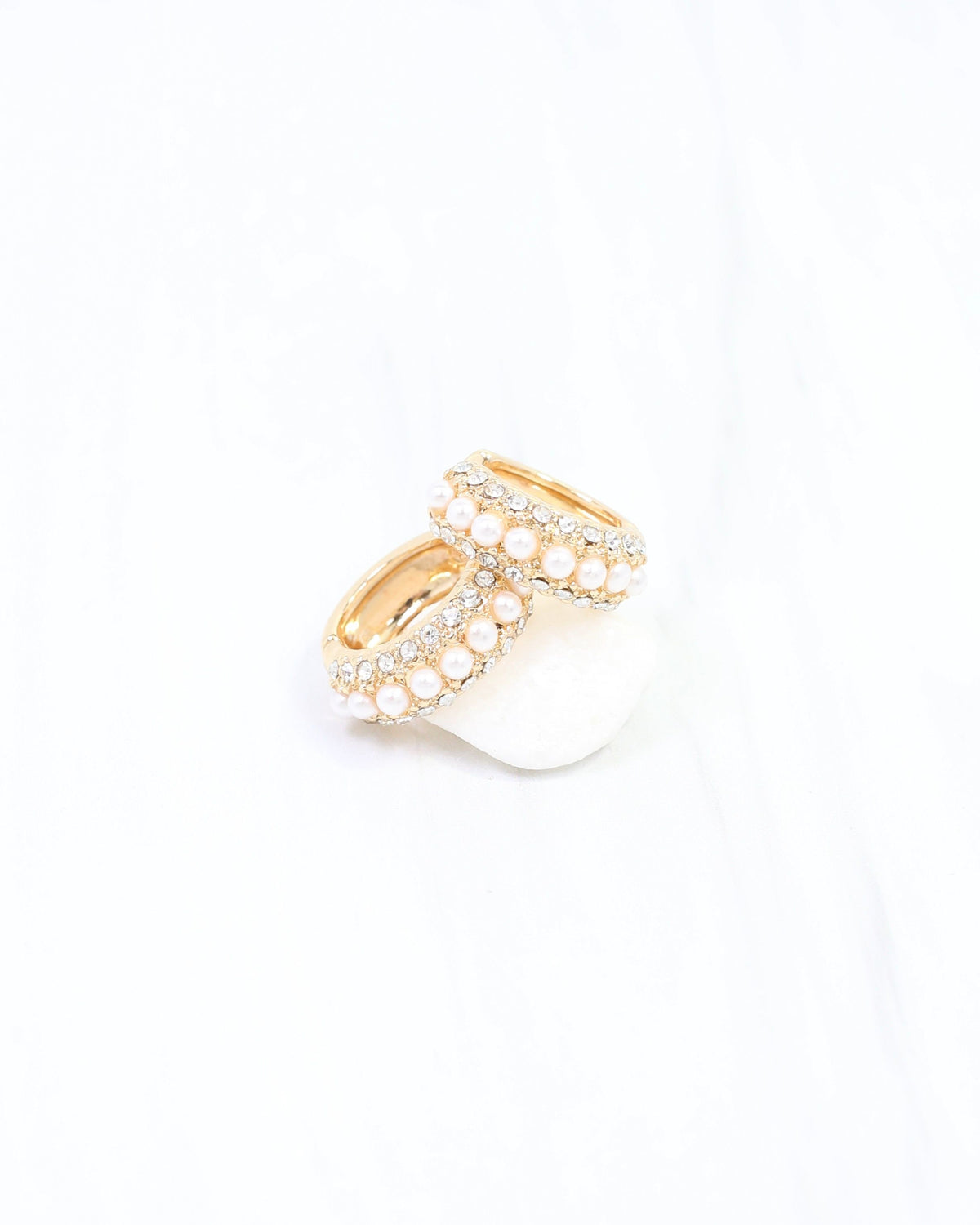 Ritz Pearl and Pave Hoop Gold