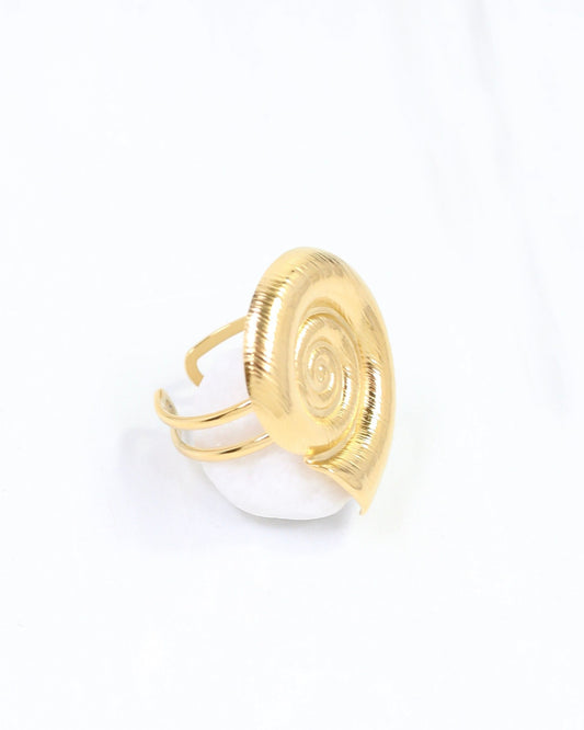 Colbie Spiral Shell Adjustable Ring WP Gold