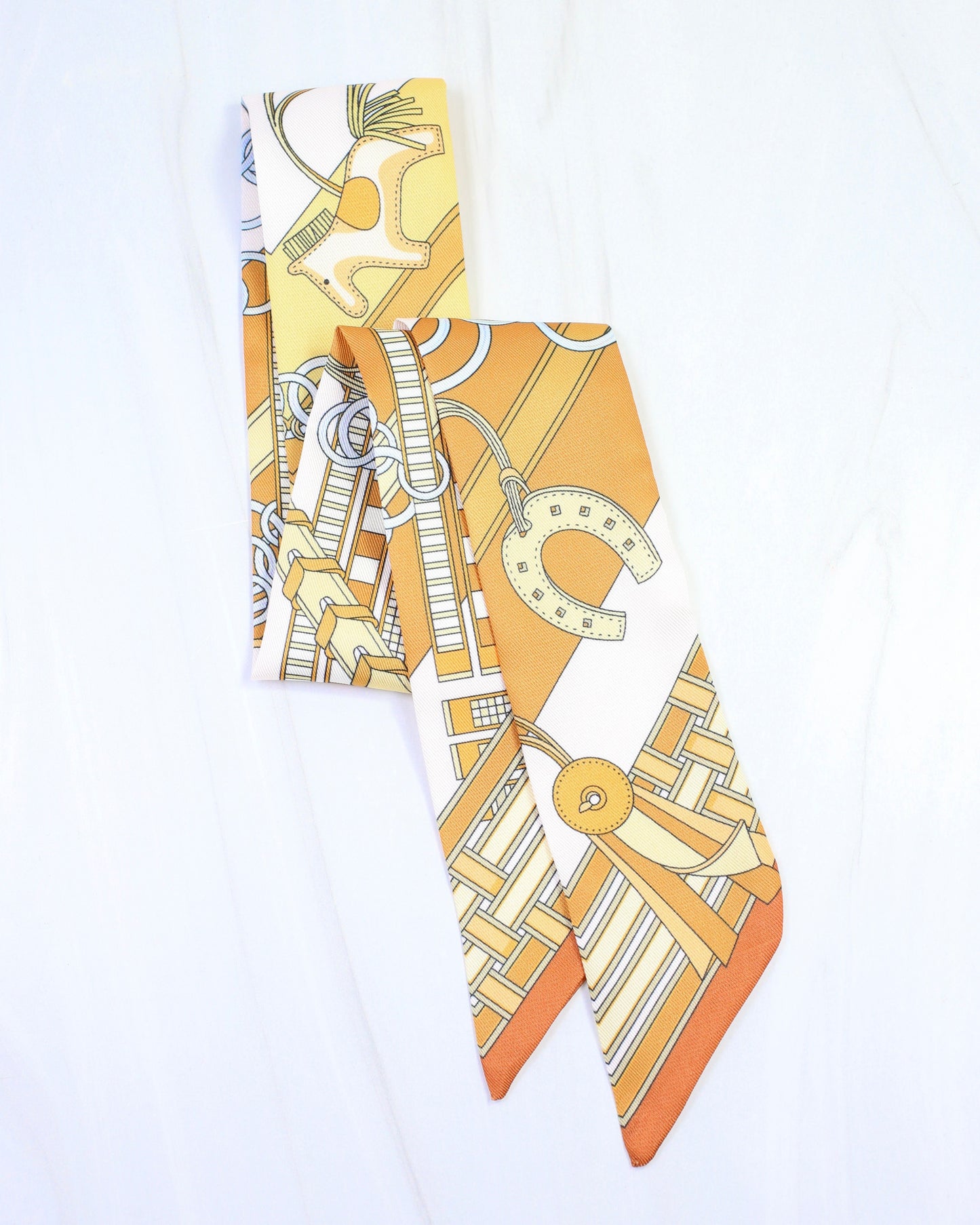 Equestrian Print Scarf Gold