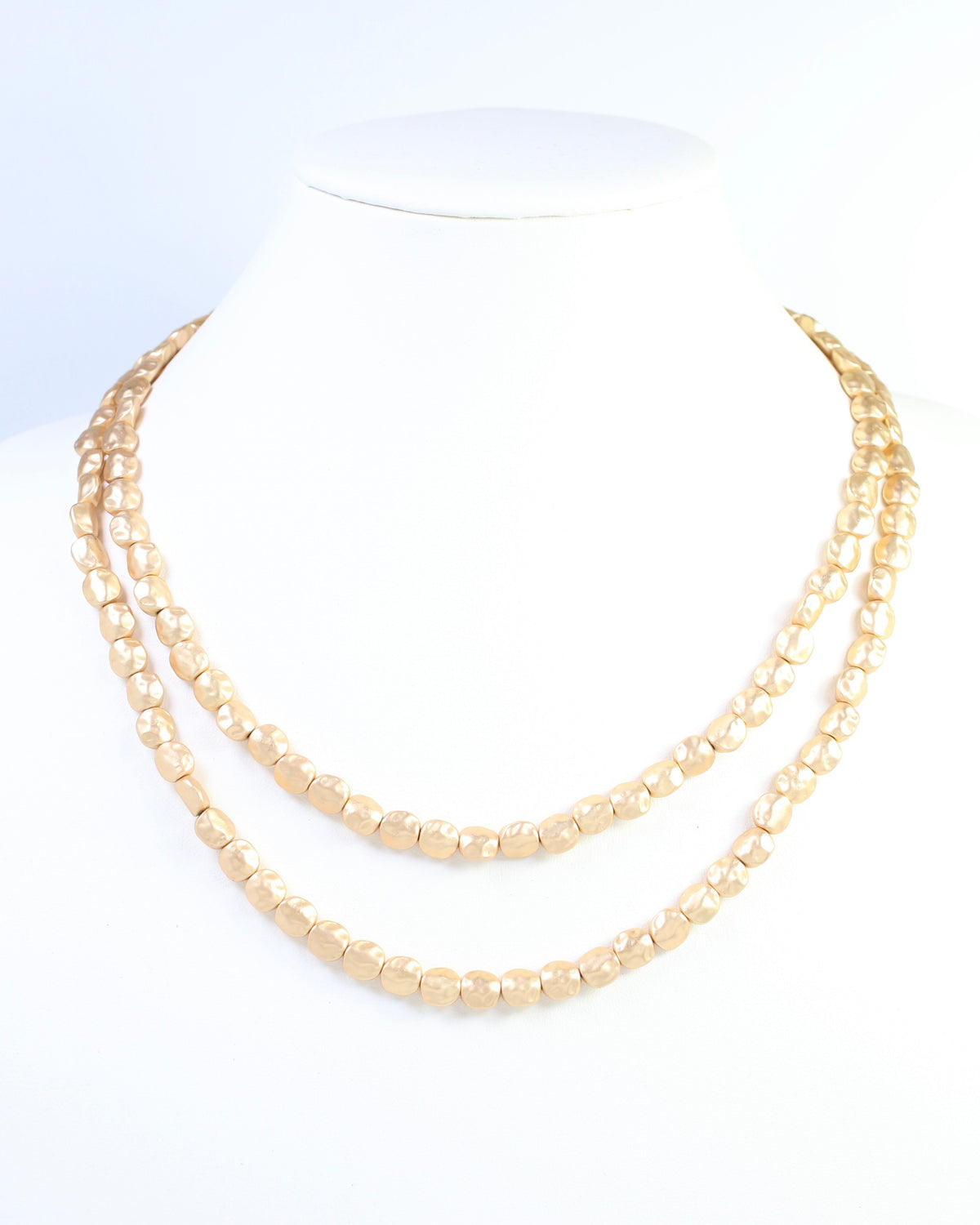 BellaMar Beaded Nugget Necklace Worn Gold