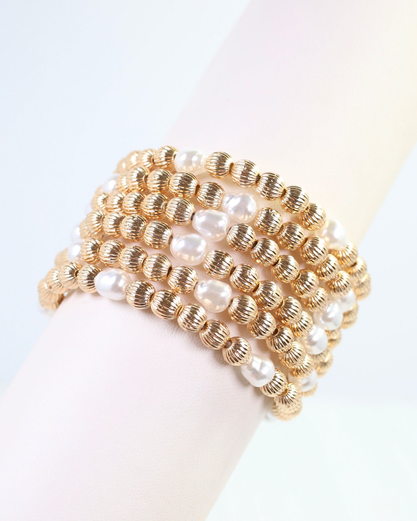 Cambria Beaded Bracelet Set Gold