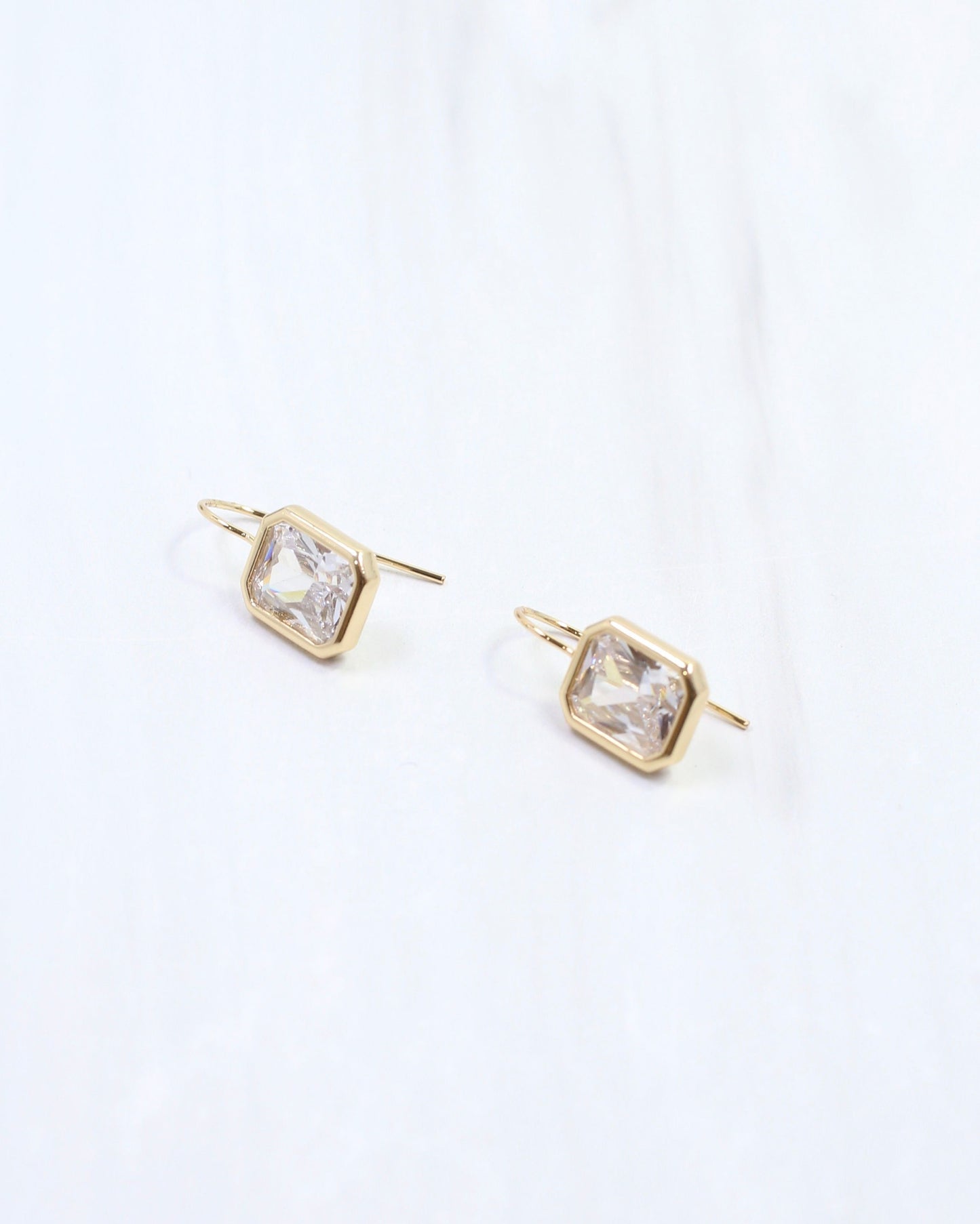 Fallon Rectangular CZ Earring WR Gold