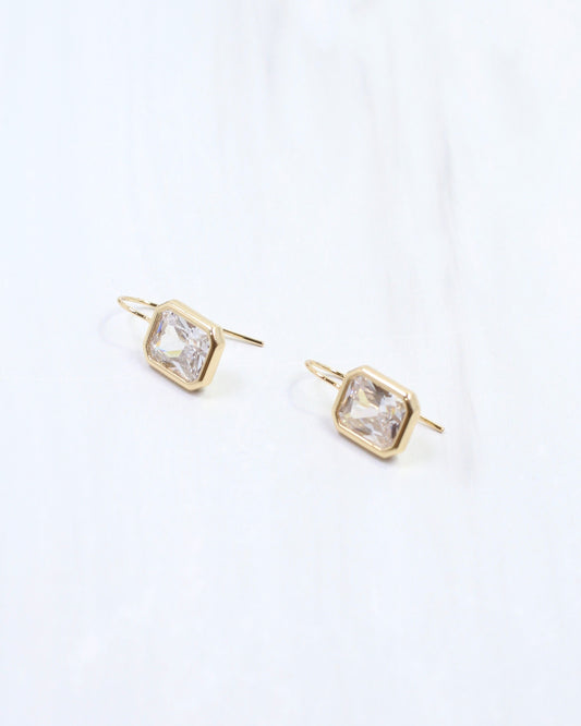Fallon Rectangular CZ Earring WR Gold