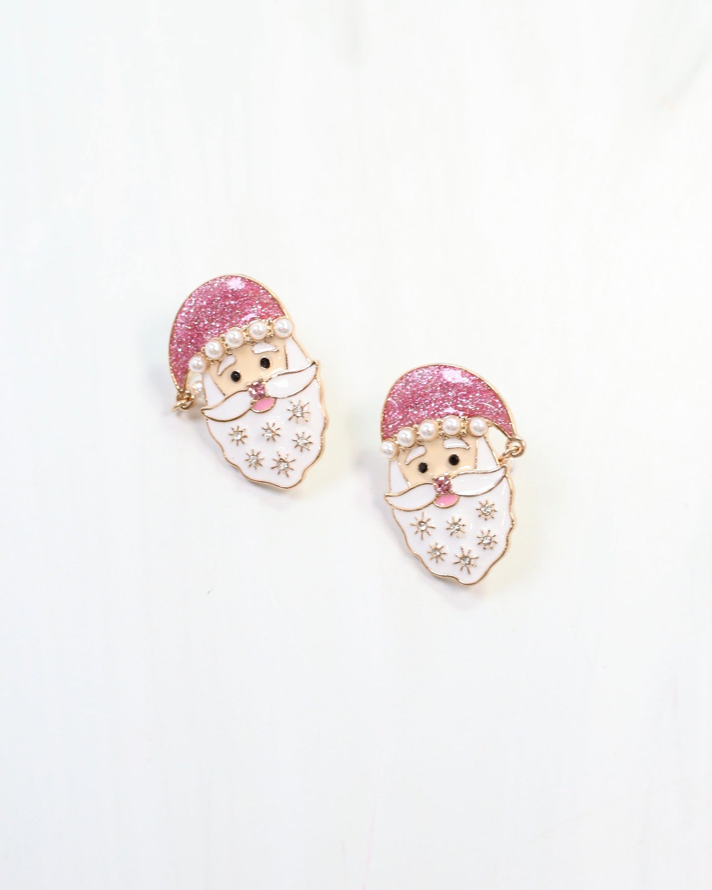Santa Enamel and Pearl Earring Pink