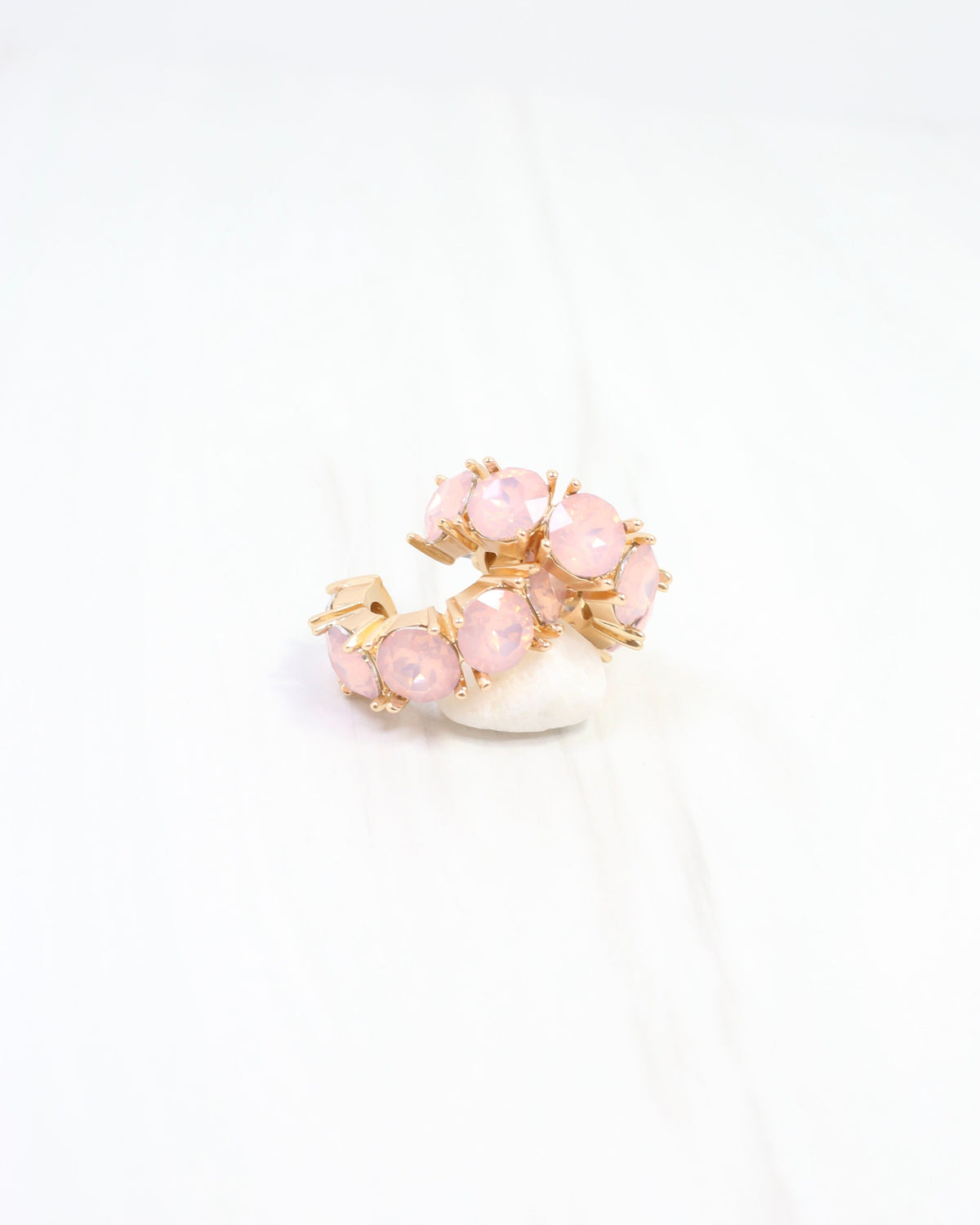 Roxanne Rhinestone Hoop Earring Pink Opal