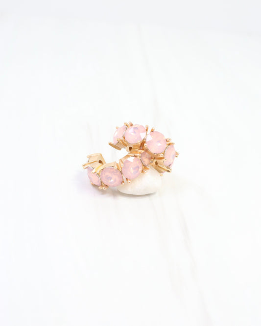 Roxanne Rhinestone Hoop Earring Pink Opal