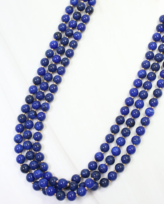 Brinley Beaded Layered Necklace Navy