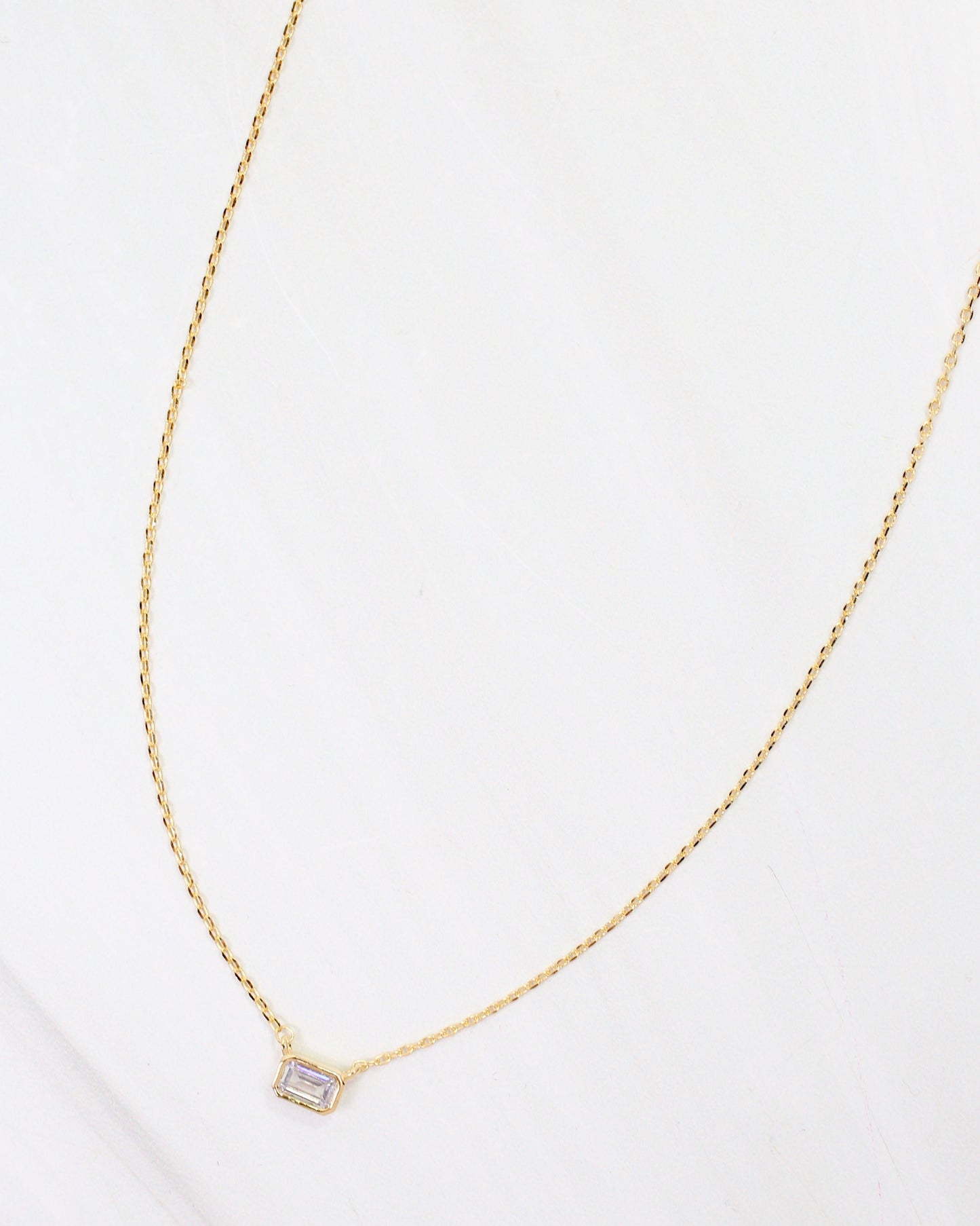 Lincoln CZ Baguette Necklace WR Gold