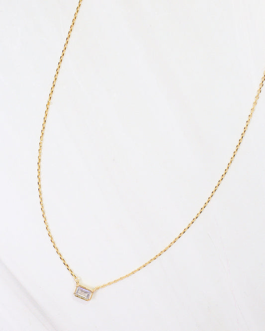 Lincoln CZ Baguette Necklace WR Gold