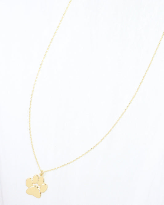 Let's Bark Paw Print Necklace WR Gold