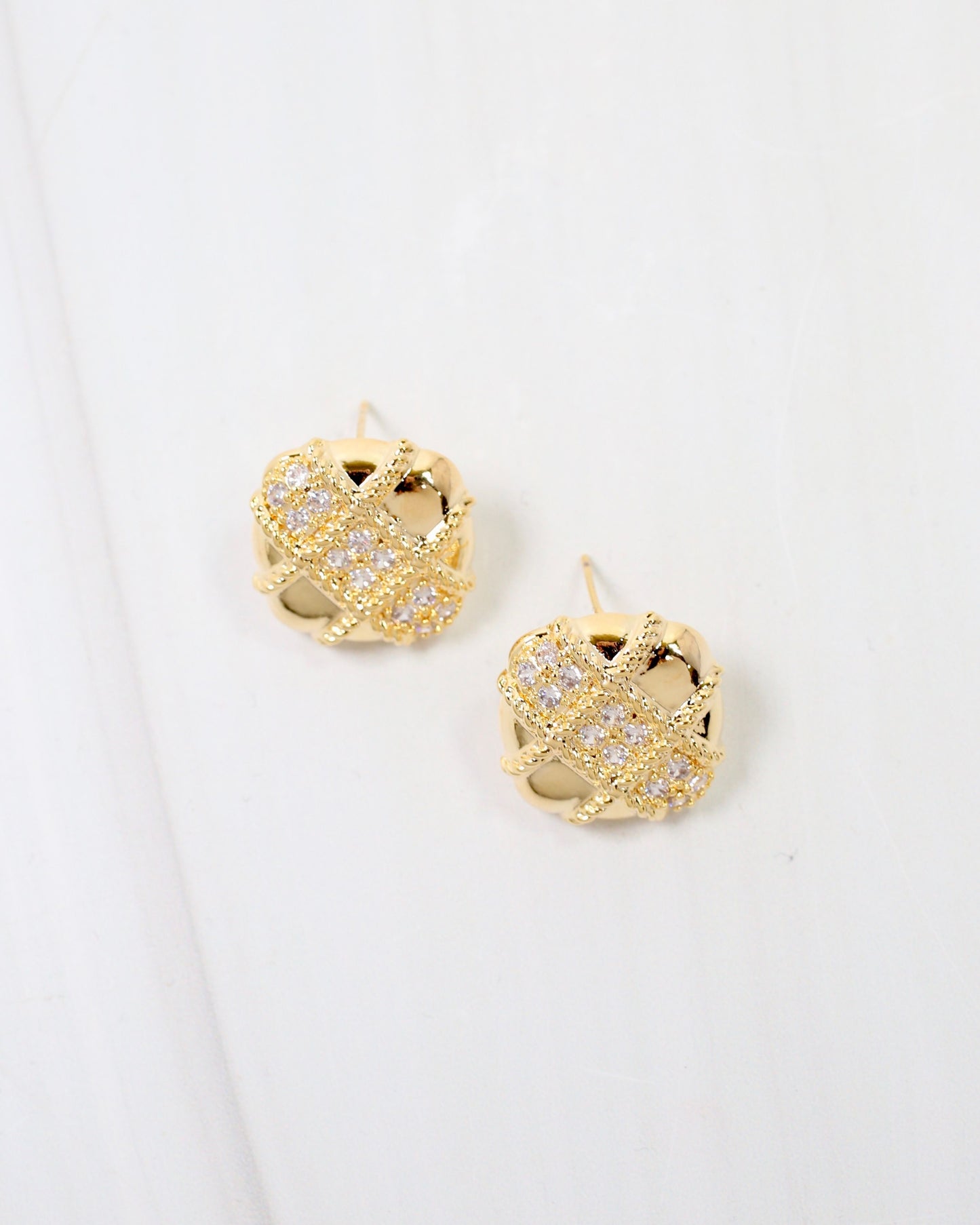 Abbeville CZ Embellished Stud Earring Gold