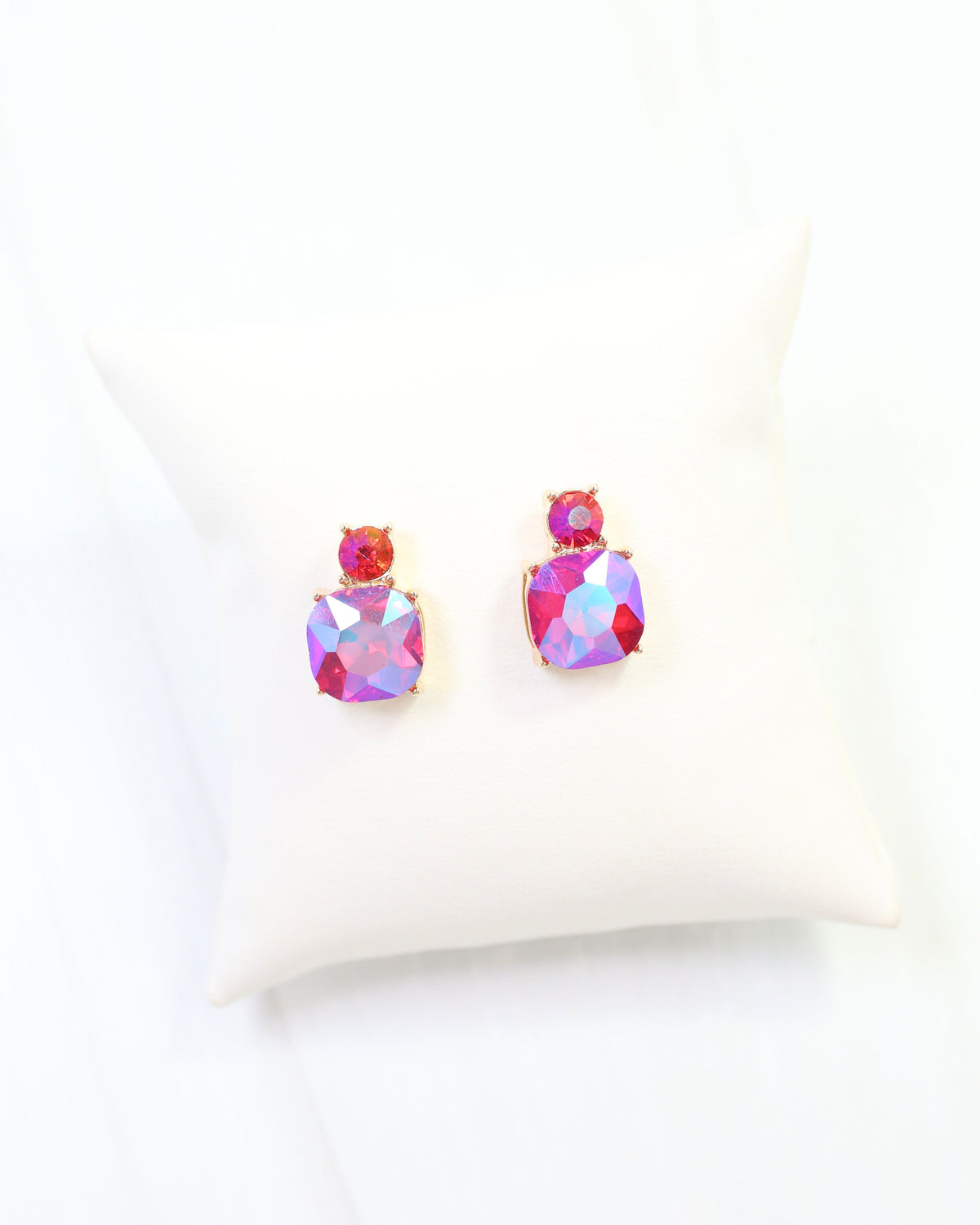 Roxanne Rhinestone Post Earring Pink AB
