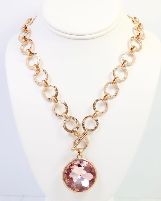 Palace Crystal Pendant Necklace Pink