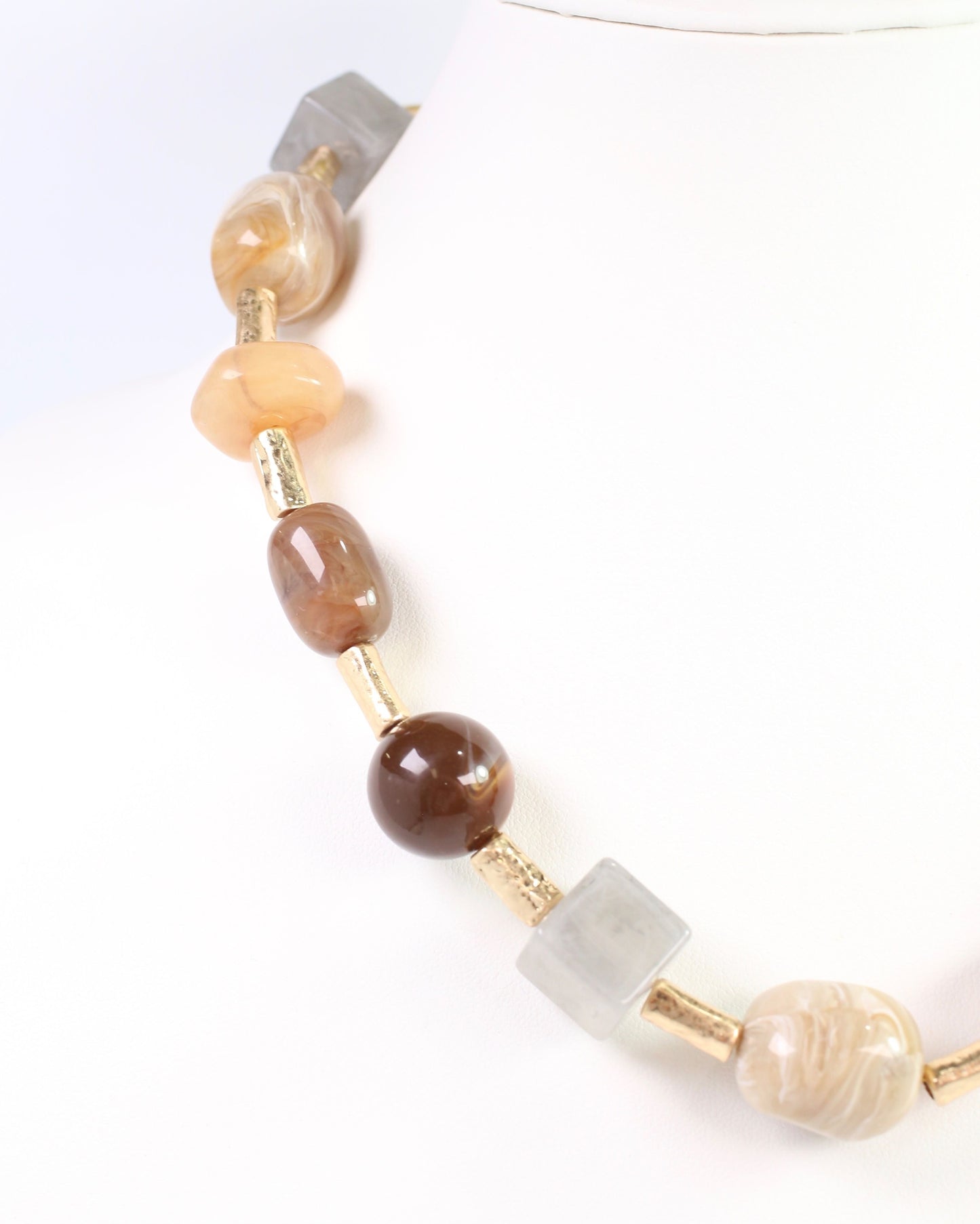 Crossett Stone and Worn Gold Necklace Brown