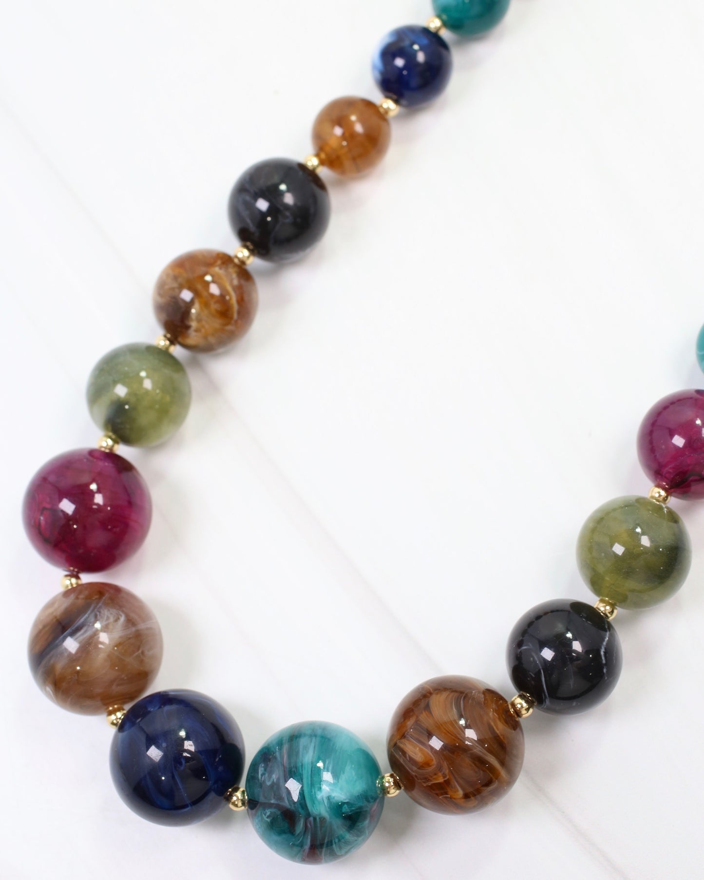 Cambridge Chunky Marble Necklace Dark Multi