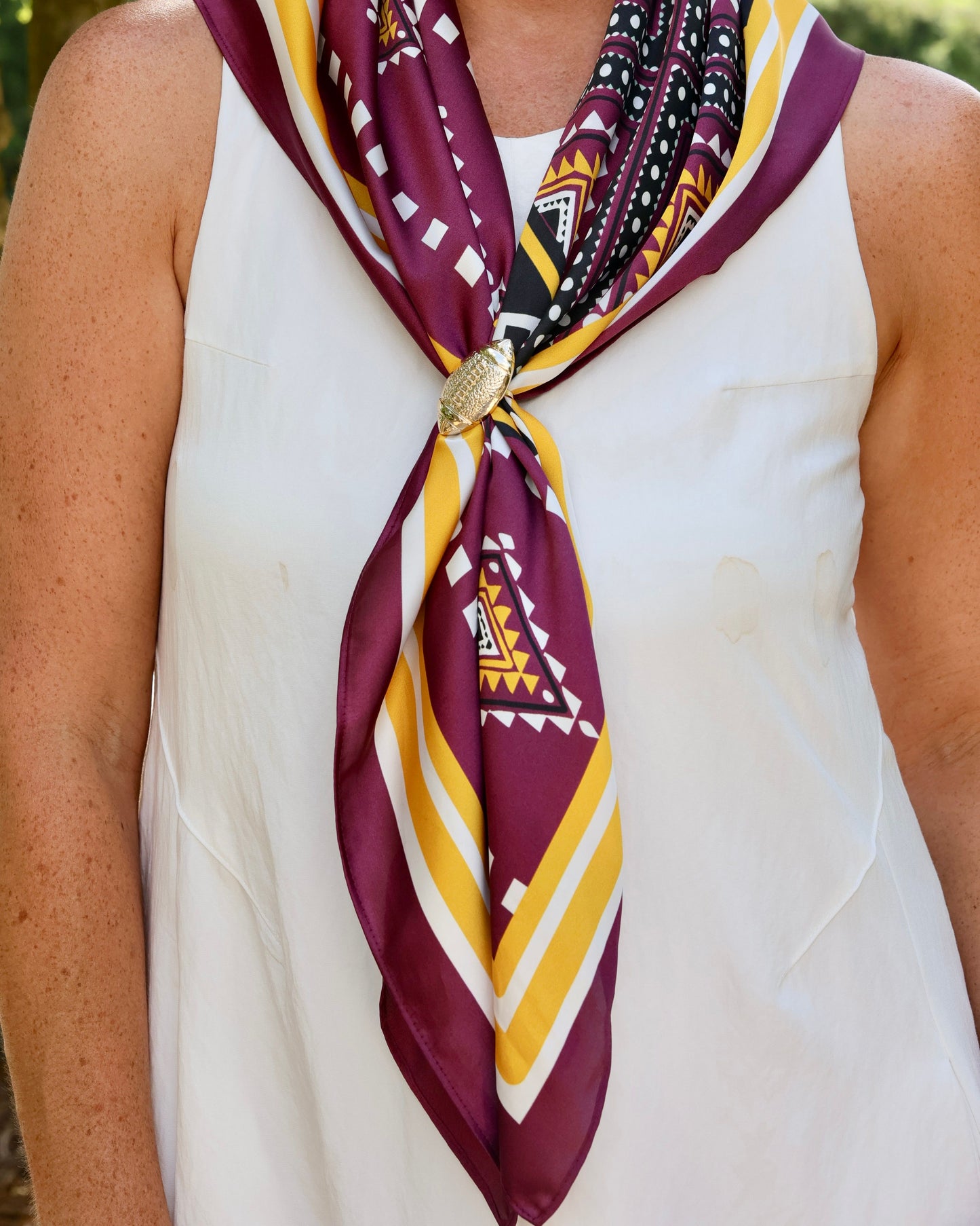 Radley Tribal Print Scarf Large Garnet Gold