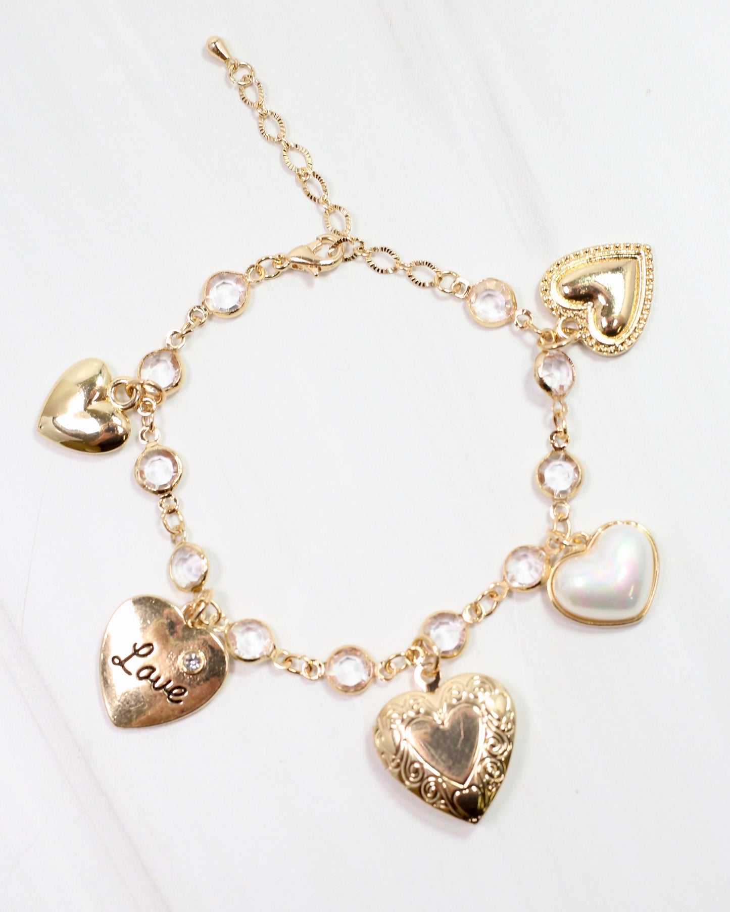 All Hearts Charm Bracelet Gold