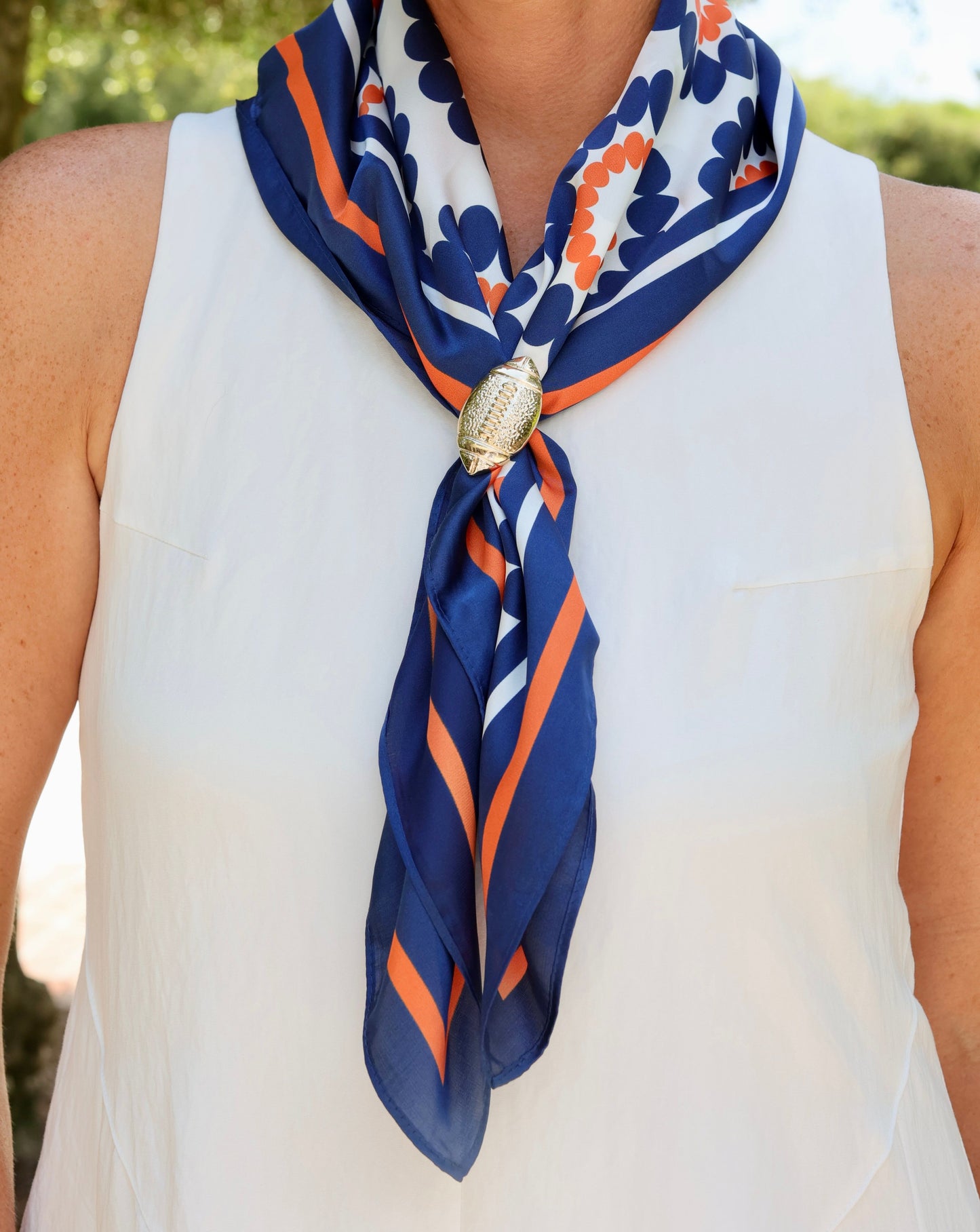 Lucy Floral Scarf Medium Navy Orange