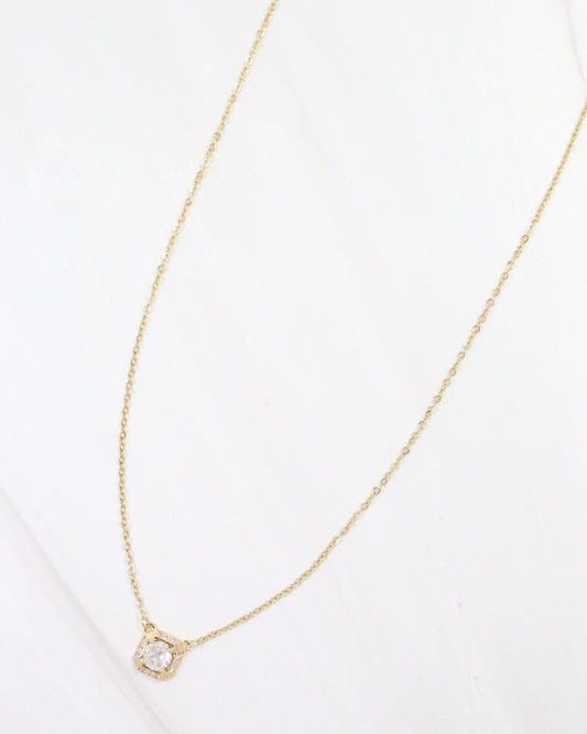 Alliance Square CZ Pendant Necklace WR Gold