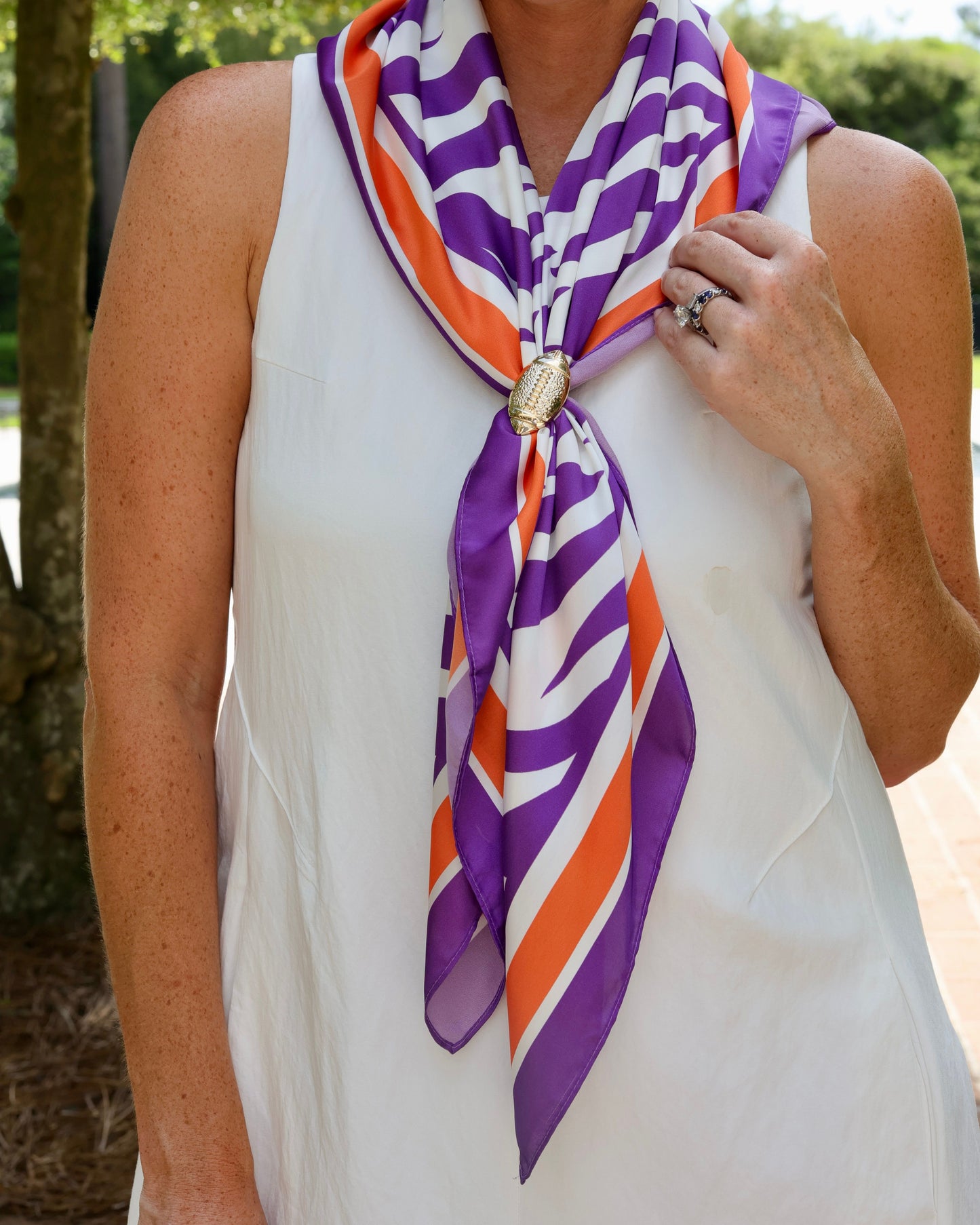 Harper Striped Scarf Large Purple Orange