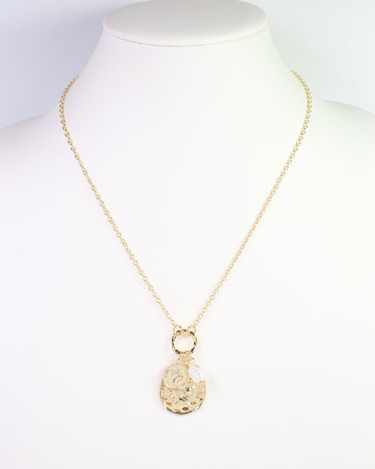 Sable Coin Charm Cluster Necklace Gold