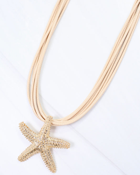 Lancaster Starfish Cord Necklace Natural