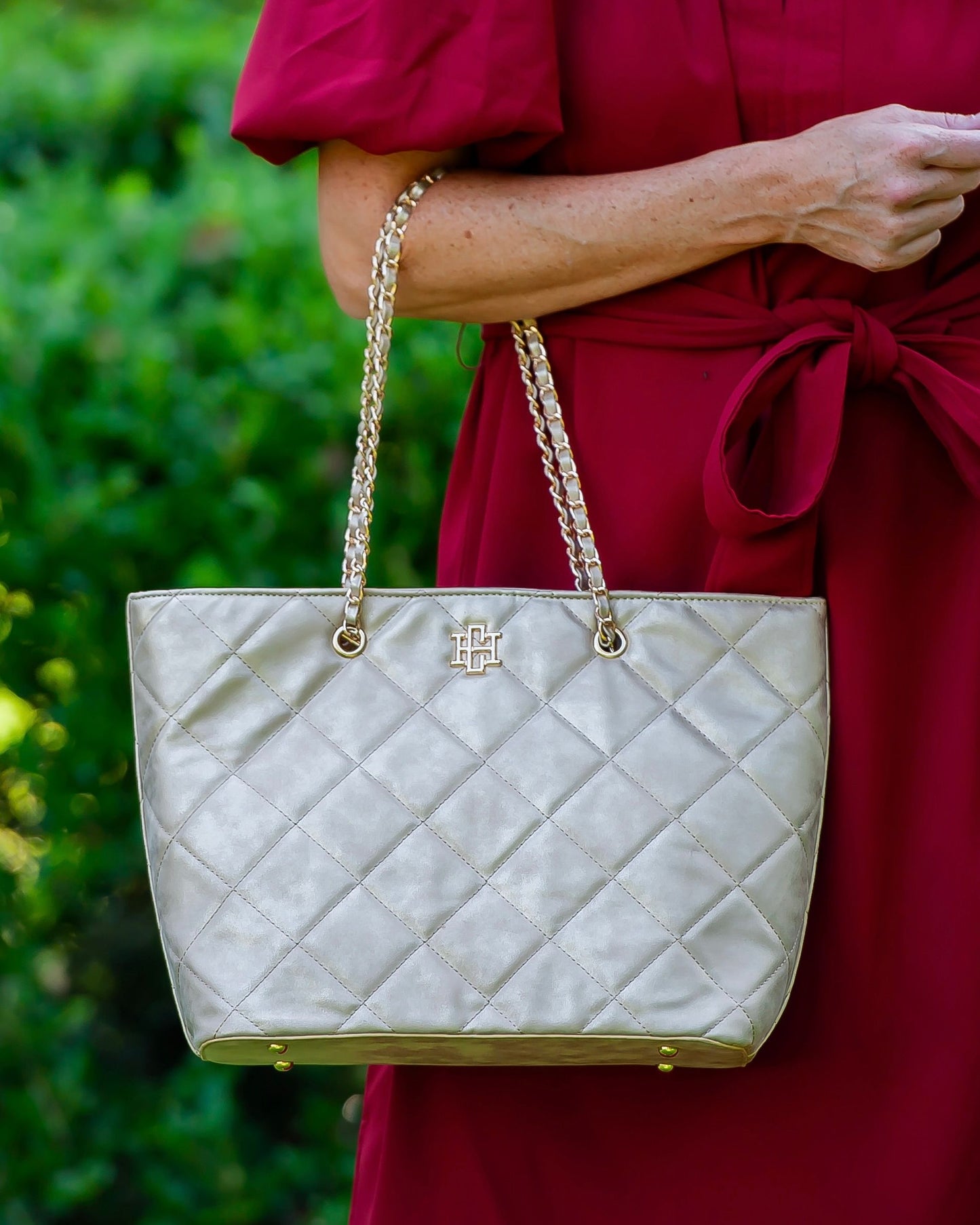 Quentin Quilted Tote Gold Shimmer LD