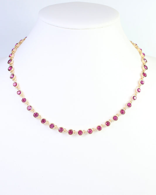 Castile Crystal Necklace Fuchsia