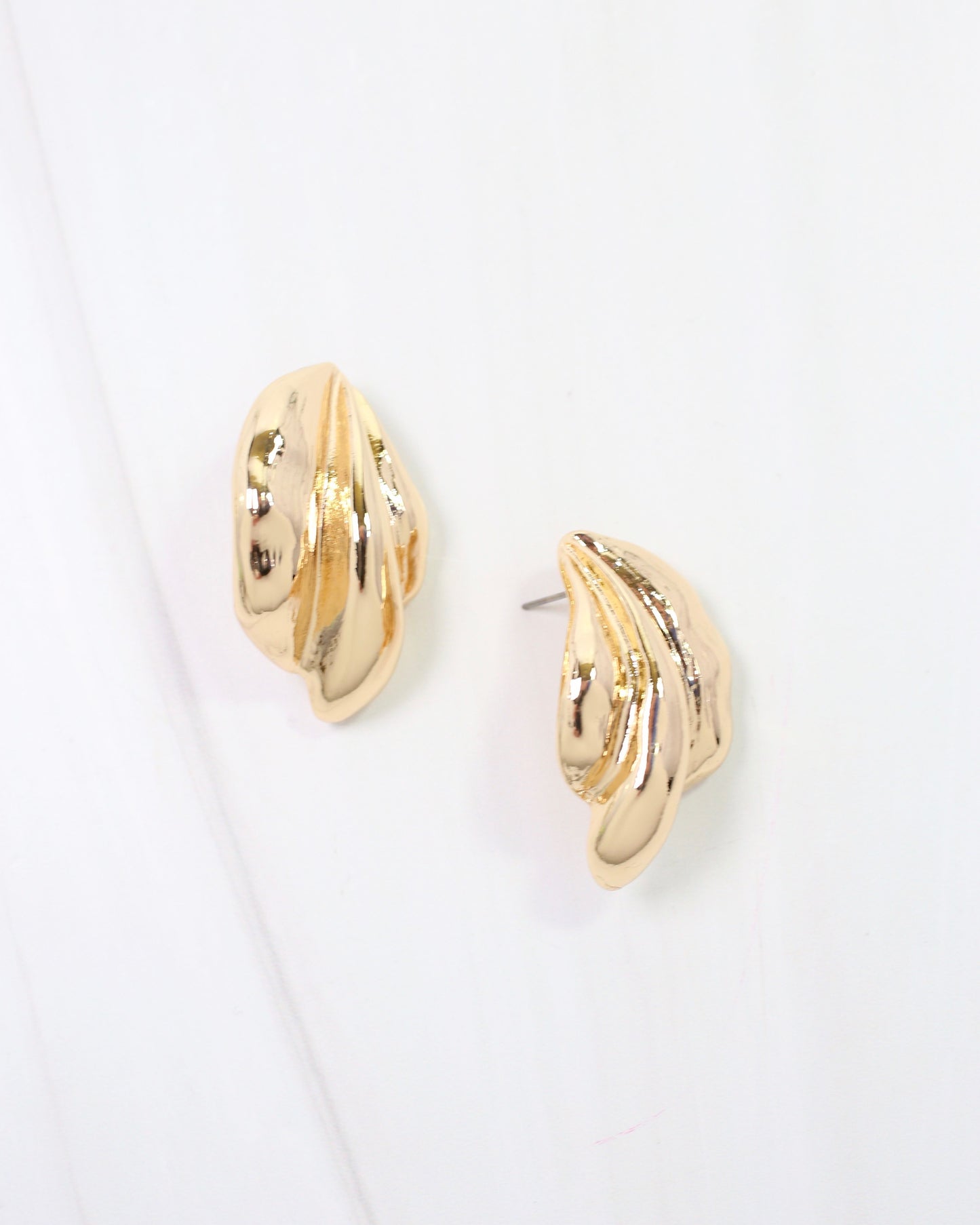 Halifax Textured Wave Drop Earring WR Gold