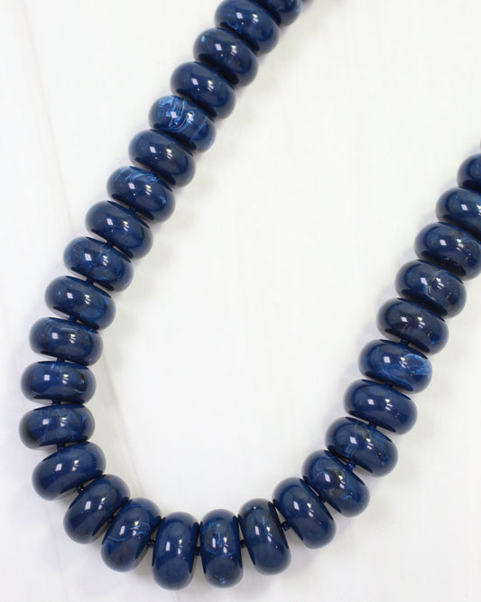 Pipestone Marble Beaded Necklace Navy