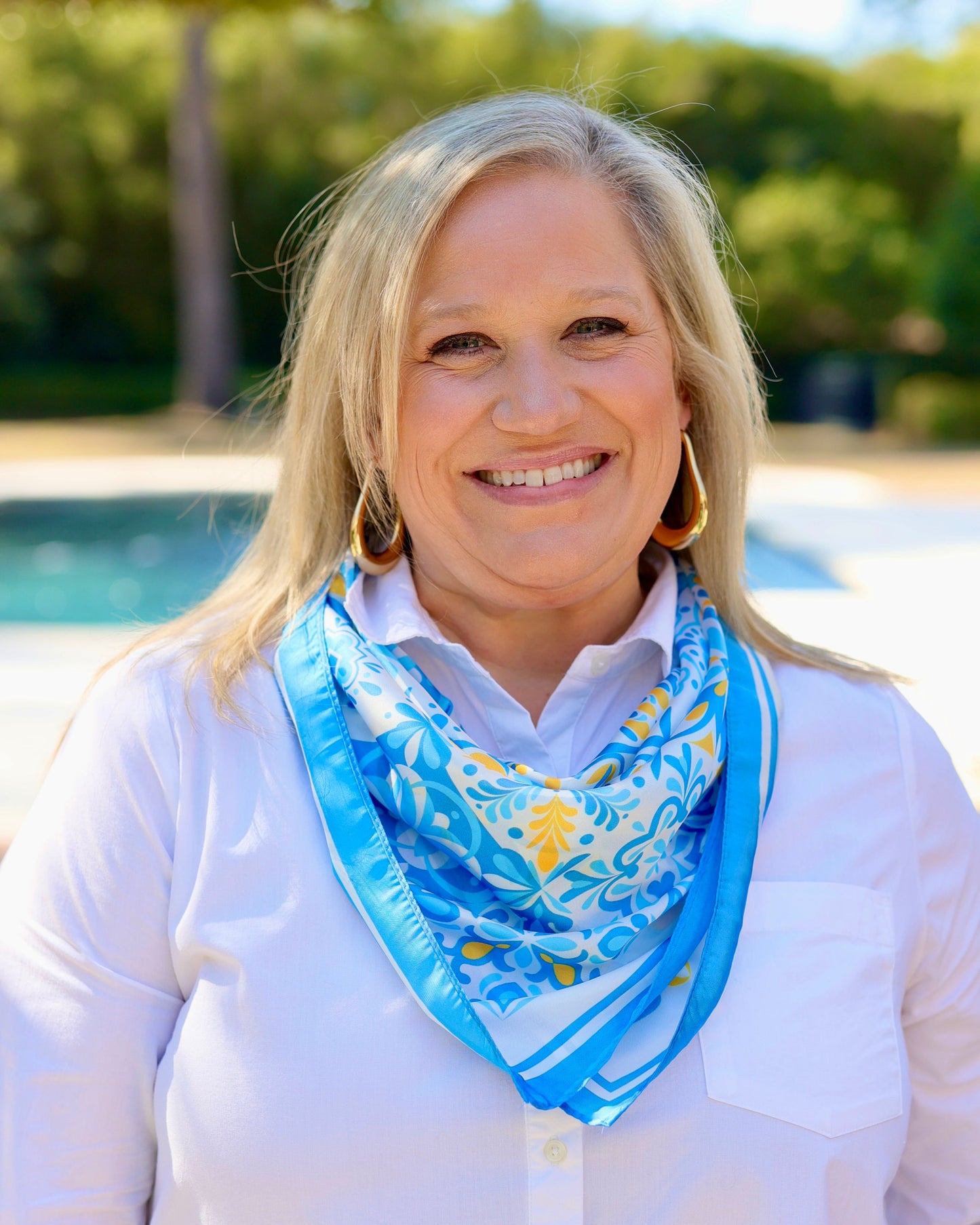 Sorrento Mosaic Print Scarf Blue