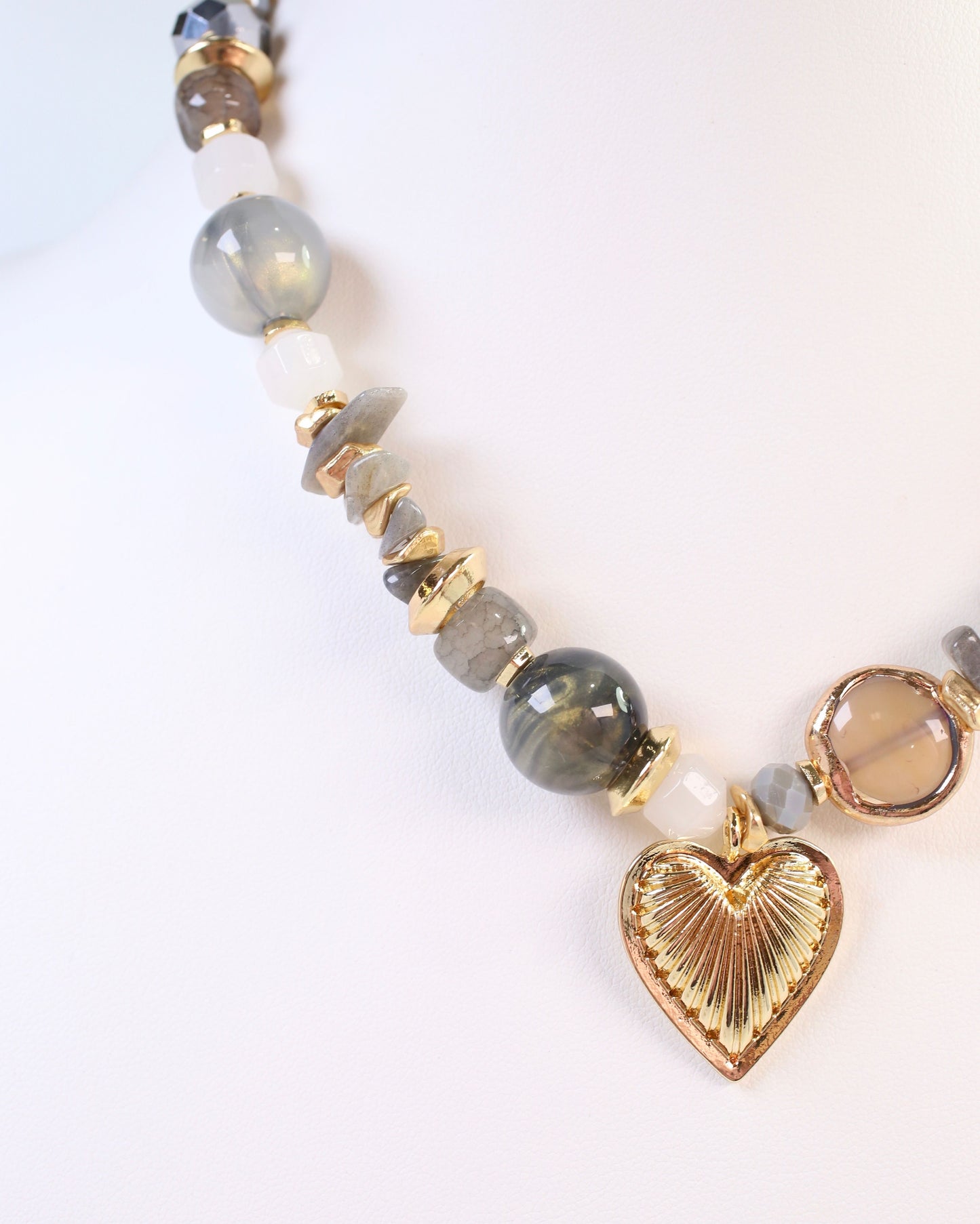 Sarasota Stone Charm Necklace Gray
